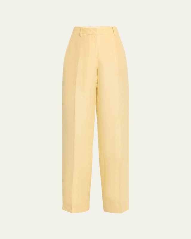 Gates High-Rise Straight-Leg Linen-Blend Pants